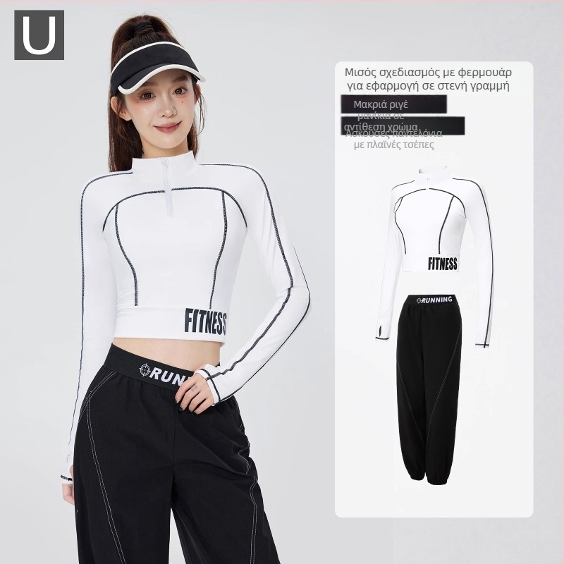 Σετ εξωτερικού τρεξίματος για γυναίκες — εφαρμοστό, μακρυμάνικο, Top γρήγορου στέρνου, επένδυση στήθους, νάιλον-σπάντεξ, 2025