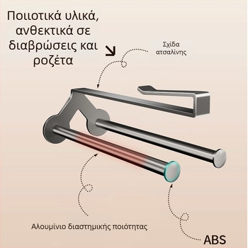 Μεταλλικός τοίχος για ρολό χαρτιού κουζίνας, 1 επίπεδο αποθήκευσης, απλό στυλ