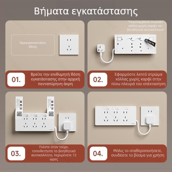 86-τύπου πρίζα επέκτασης με καλώδιο τροφοδοσίας, τοίχος-εγκατάσταση, 10A, 250V, επαφές Tin Phosphor Bronze