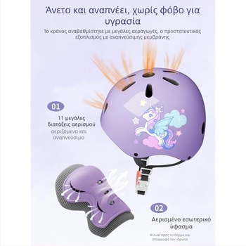 Σετ προστατευτικού εξοπλισμού για παιδικό roller skating με κράνος ποδηλάτου (EPS; παιδιά; ουδέτερο φύλο; κράνος ποδηλάτου)