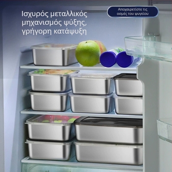 Ορθογώνια θήκη αποθήκευσης φαγητών από ανοξείδωτο ατσάλι 304, με σφραγμένο καπάκι, για συντήρηση σε ψύξη, χωρητικότητας 0.8–1.0 L, 1–2 L και 2.1–3 L