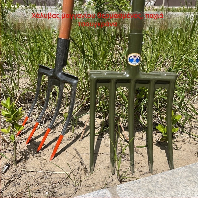 Μεταλλικό φτυάρι‑γκρέμπλο από ατσάλι για βαθιά ανάστροφη και χαλάρωση εδάφους, χειροκίνητη λειτουργία, χάλυβας μανγκάνης για γεωργία