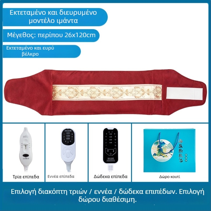 Ηλεκτρική τσάντα θερμής συμπίεσης με θαλασσινό αλάτι για οικιακή χρήση, 40–70°C, 100W, 220V, 2,2 kg, 1–12 ρυθμίσεις, προστασία μέσης/ώμων/γονατών