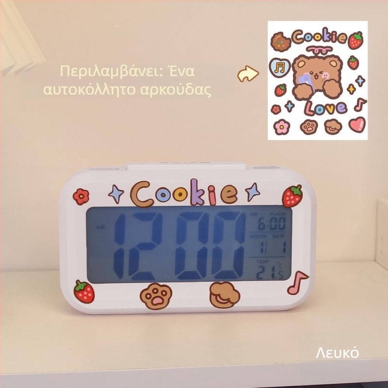 Παιδικό ξυπνητήρι σε καρτούν στυλ, LED οθόνη, λειτουργεί με μπαταρία, μονόπλευρο, φωτεινό με αντίστροφη μέτρηση