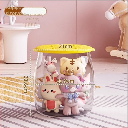 Σκαμπό Αποθήκευσης Παιχνιδιών, Πλαστικό, Κυκλικό Σχήμα, Χωρητικότητα 18L, Φορτίο 150kg, Πολυχρηστικό