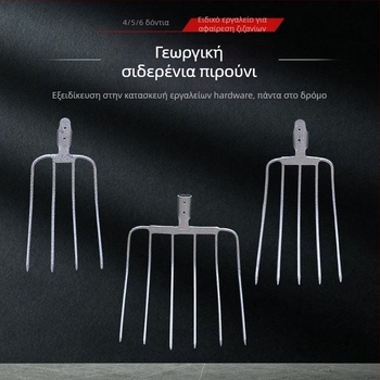 Ατσάλινο πιρούνι κήπου με ξύλινη λαβή — μοντέλο DT-black welded steel fork; βάρος 0,75 kg; σώμα: ατσάλι; λαβή: ξύλο