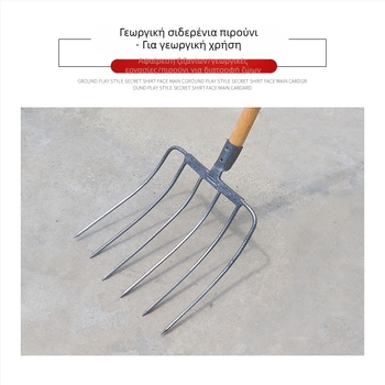 Ατσάλινο πιρούνι κήπου με ξύλινη λαβή — μοντέλο DT-black welded steel fork; βάρος 0,75 kg; σώμα: ατσάλι; λαβή: ξύλο