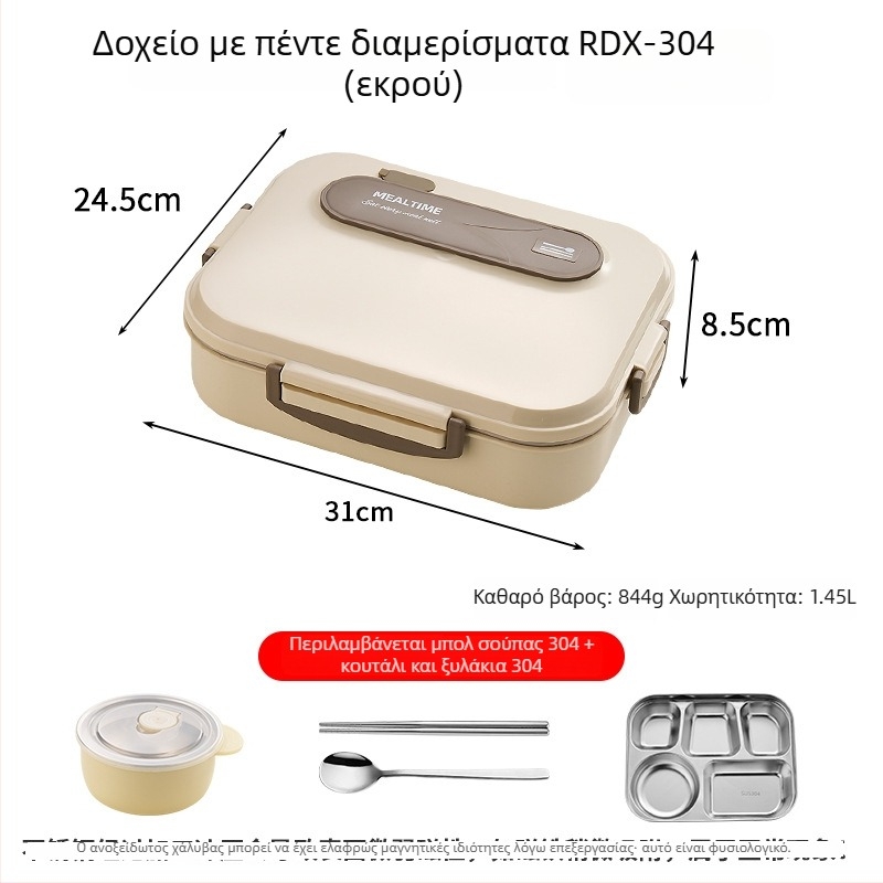 Δοχείο γεύματος από ανοξείδωτο ατσάλι 316, μονωμένο, ορθογώνιο σχήμα, χωρητικότητας 1–2 L, κατάλληλο για μετακινήσεις