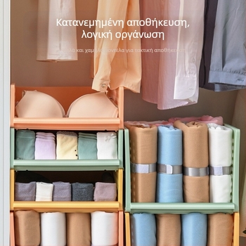 Πλαστικός οργανωτής ντουλάπας με διαχωριστές επιπέδων, stackable καλάθια με συρτάρια, μεγάλος ντουλάπας, ιαπωνικό στυλ