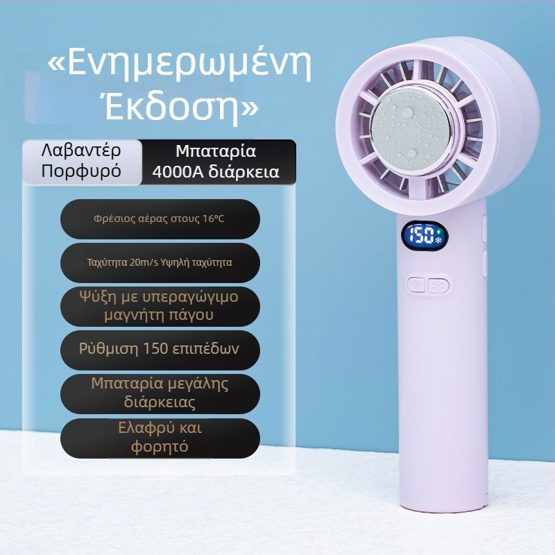Φορητός ανεμιστήρας χειρός με μοτέρ χωρίς ψήκτρες, USB φόρτιση, ενσωματωμένη μπαταρία 2000–4000 mAh, 3 λεπίδες, 3 ταχύτητες ροής αέρα