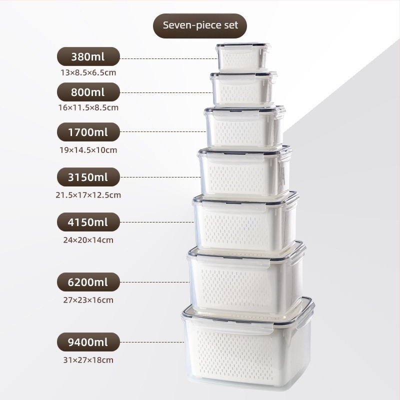 Φορητό ορθογώνιο πλαστικό δοχείο αποθήκευσης με καπάκι, κατάλληλο για φούρνο μικροκυμάτων, χωρητικότητας 0,3–5 L