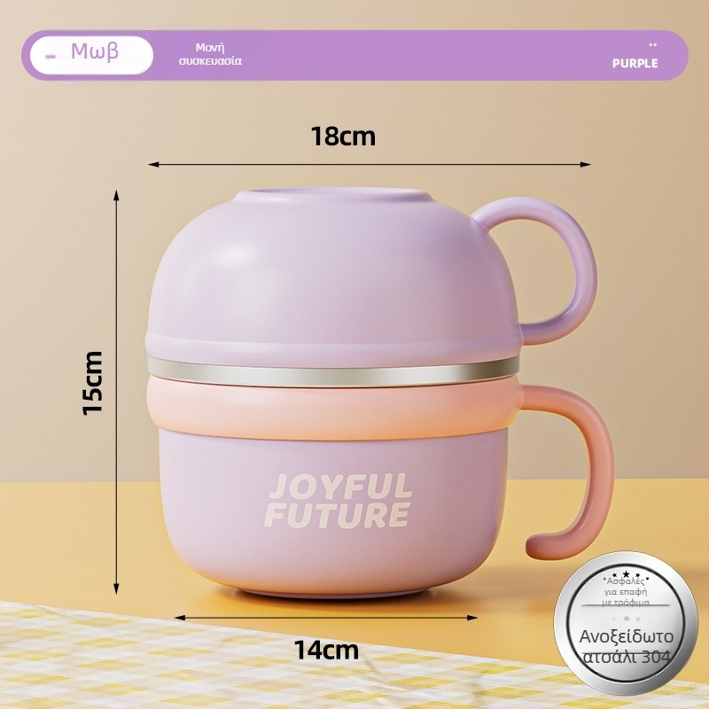 Μονωμένο κουτί γεύματος από ανοξείδωτο ατσάλι 304, με καπάκι, διπλό στρώμα, χωρητικότητας 1–2 L, διαθέσιμη εκτύπωση λογότυπου