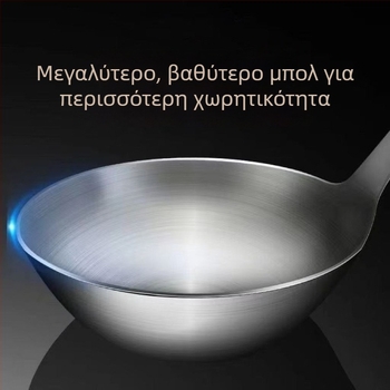 Σετ μαγειρικών εργαλείων από ανοξείδωτο ατσάλι με ξύλινο χερούλι: κουτάλι σούπας, κουτάλι με τρύπες, σπάτουλα τηγανίσματος; ανθεκτικό σε υψηλές θερμοκρασίες, προστασία από εγκαύματα