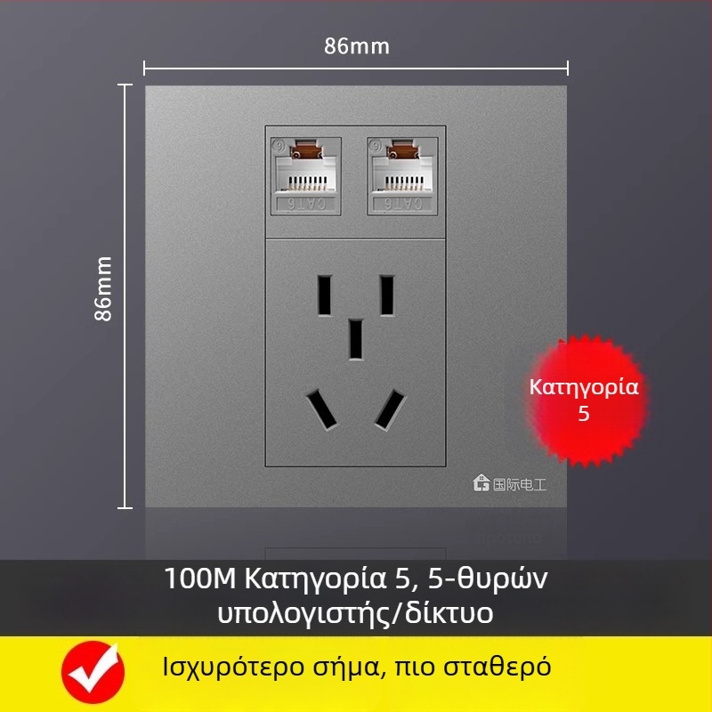 Πενταπορτική δικτυακή πρίζα πάνελ τοίχου, 10A, 128 σειρά, Νέο Εθνικό Πρότυπο