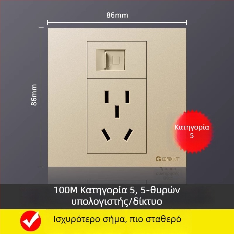 Πενταπορτική δικτυακή πρίζα πάνελ τοίχου, 10A, 128 σειρά, Νέο Εθνικό Πρότυπο