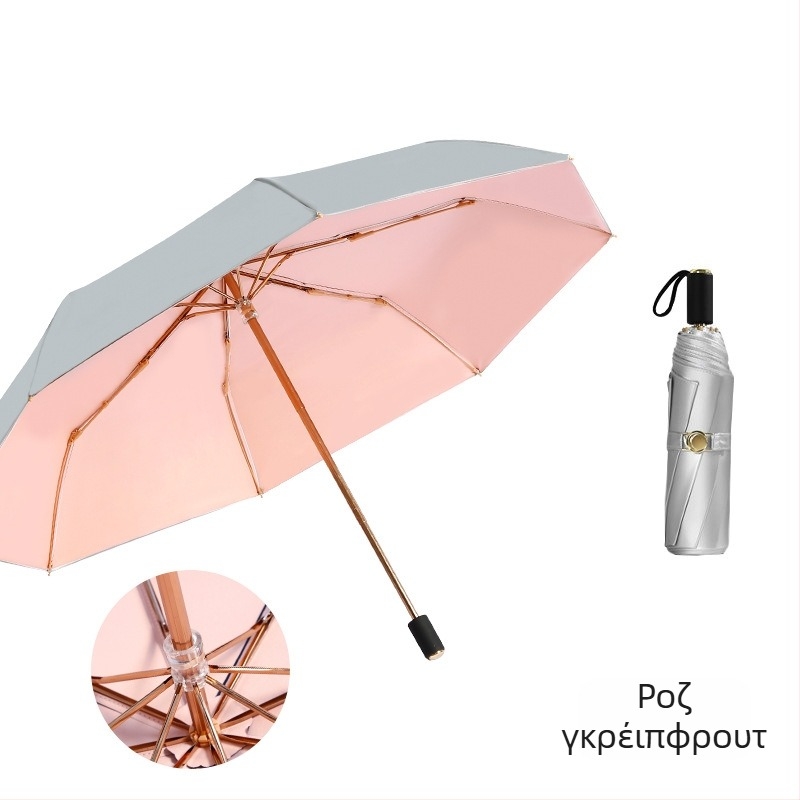 Ομπρέλα ήλίου με τρία τμήματα και διπλό στρώμα, ύφασμα 210T, 8 σκελετοί, αλουμινένιος σωλήνας, χειροκίνητο άνοιγμα/κλείσιμο, UPF50+