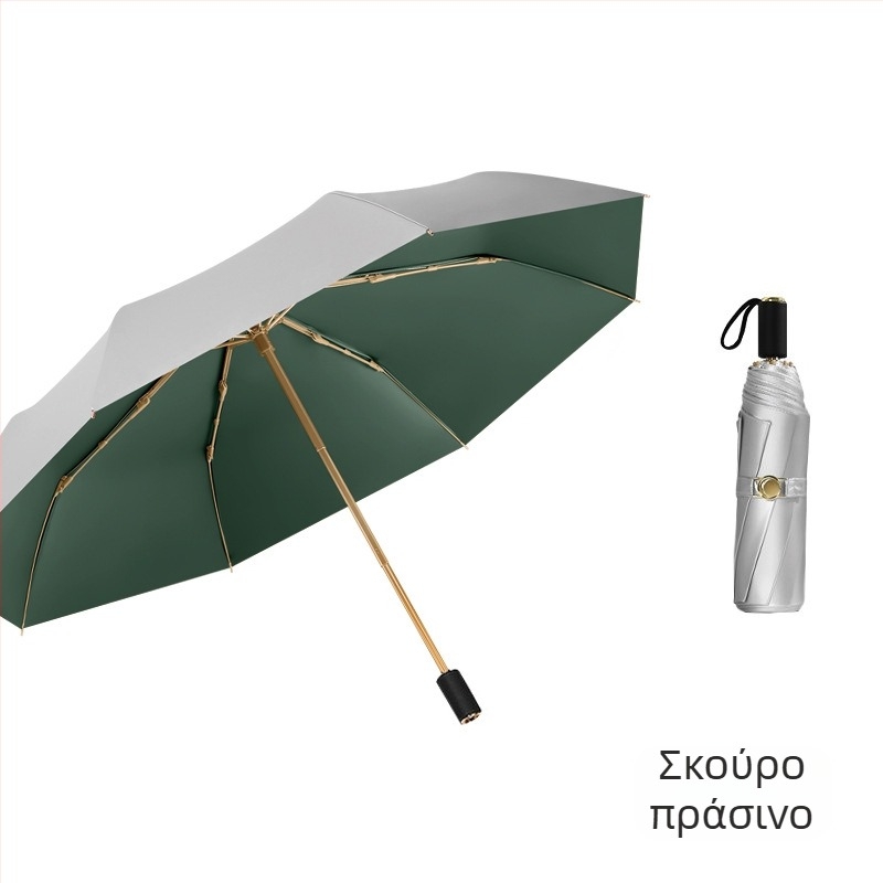 Ομπρέλα ήλίου με τρία τμήματα και διπλό στρώμα, ύφασμα 210T, 8 σκελετοί, αλουμινένιος σωλήνας, χειροκίνητο άνοιγμα/κλείσιμο, UPF50+