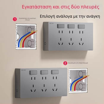 Υπερλεπτό πάνελ πρίζας επιφάνειας με διακόπτη, πρίζα επέκτασης με πέντε οπές, σώμα από φώσφορο-μπρούνζο, 10A, 220V, τοίχος