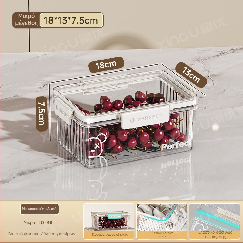 Πλαστικό δοχείο αποθήκευσης ψυγείου, Xingyou, Nordic στυλ, Crisper, φιλικό προς τα τρόφιμα, διαφανές, αεροστεγές