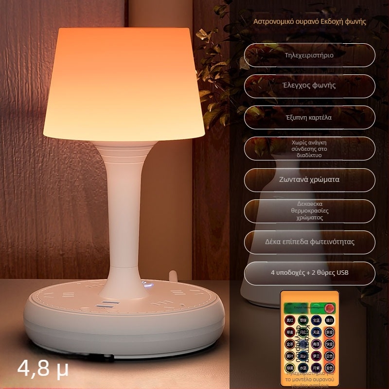 Φωνητικά ελεγχόμενος έξυπνος LED λαμπτήρας γραφείου με πρίζα USB, 10A/250V, CCC πιστοποιημένο, οικιακή/εμπορική χρήση