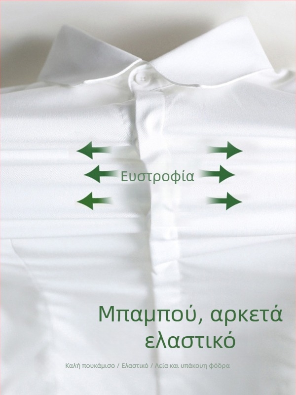 Γυναικείο μακρυμάνικο πουκάμισο για φθινοπωρινή επαγγελματική εμφάνιση, без σιδέρωμα, μίξη μπαμπού-πολυεστέρα (30-50% κάθε), κεντημένο λογότυπο, τετράγωνος γιακά.