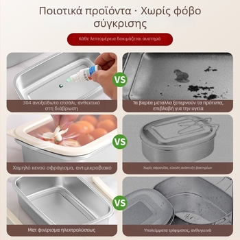 Κουτί μεσημεριανού από ανοξείδωτο χάλυβα 304 με καπάκι, τετράγωνου σχήματος, ασφαλές για φούρνο μικροκυμάτων, χωρητικότητα 800–1000 ml