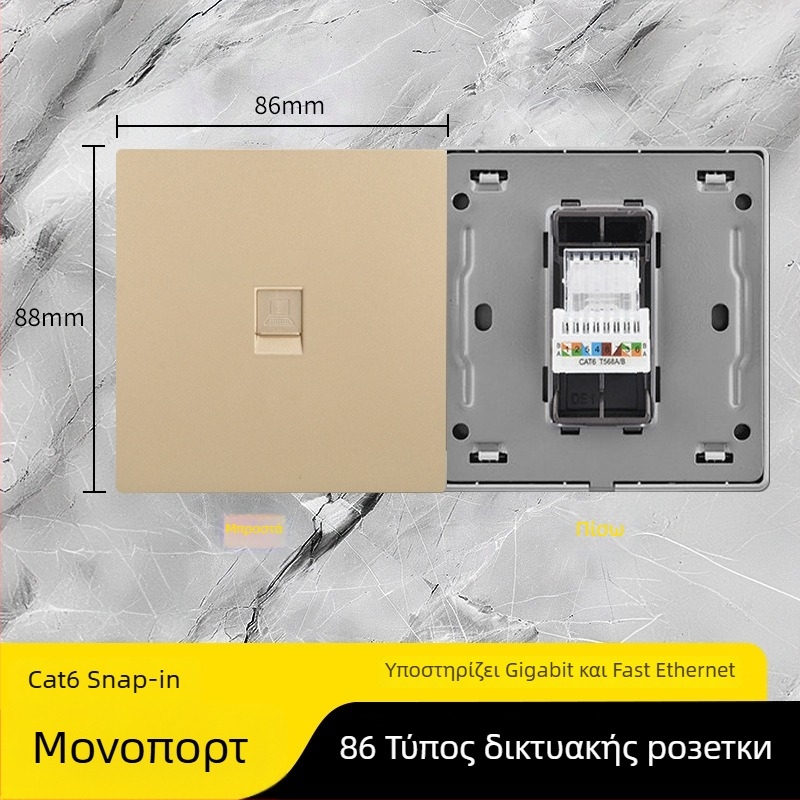 Πίνακας δικτυακών θυρών τύπου 86 Cat6 με διπλές θύρες — τοποθετημένος στον τοίχο, πρότυπο: Νέο εθνικό πρότυπο; μάρκα: Jabra
