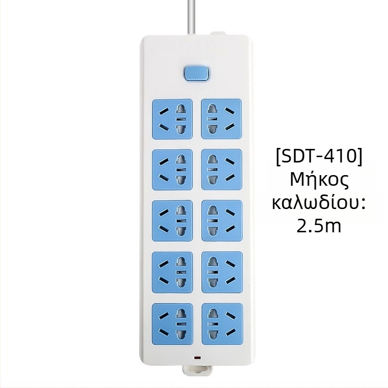 Πρίζα επέκτασης με ανεξάρτητο διακόπτη, 3 πρίζες, 10A, 100–250V, 2500W