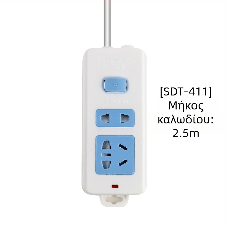 Πρίζα επέκτασης με ανεξάρτητο διακόπτη, 3 πρίζες, 10A, 100–250V, 2500W