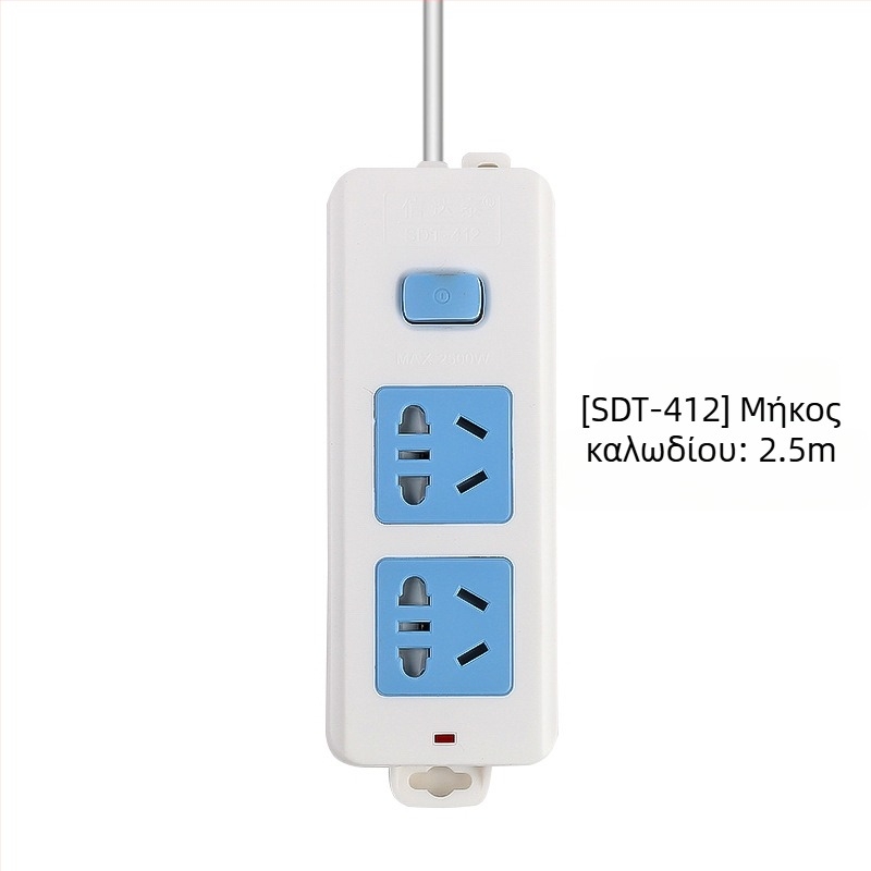 Πρίζα επέκτασης με ανεξάρτητο διακόπτη, 3 πρίζες, 10A, 100–250V, 2500W