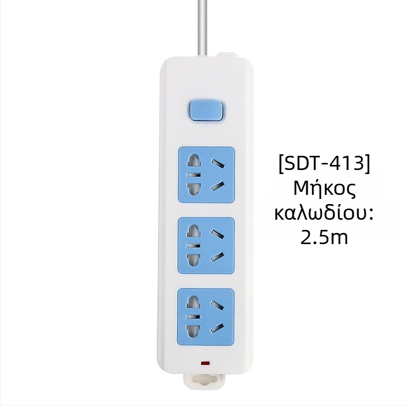 Πρίζα επέκτασης με ανεξάρτητο διακόπτη, 3 πρίζες, 10A, 100–250V, 2500W