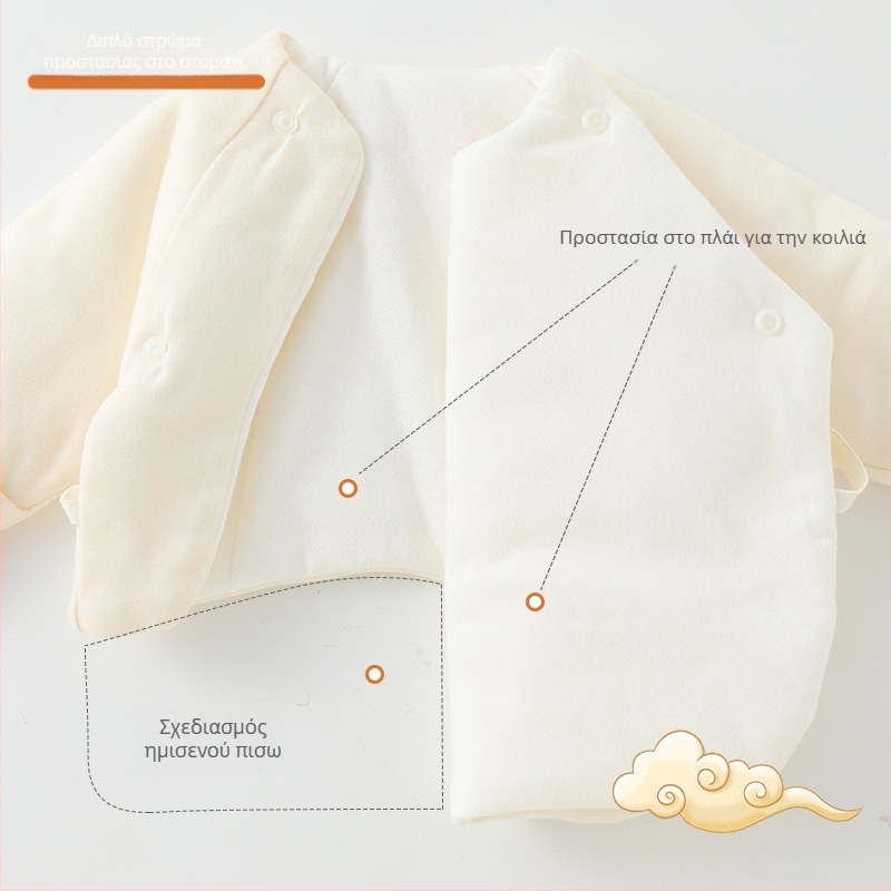 Ρούχο νεογέννητου σε κινεζικό στυλ, χειμερινό, 100% βαμβάκι, στρογγυλός λαιμός, χωρίς κουκούλα, απαλό ύφασμα