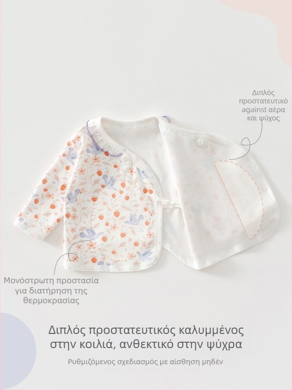 Βρεφικό τοπ από 100% βαμβάκι, με κυκλικό γιακά, χωρίς κουκούλα, Α’ κατηγορίας ασφάλεια, για 0–12 μήνες, απαλό φινίρισμα