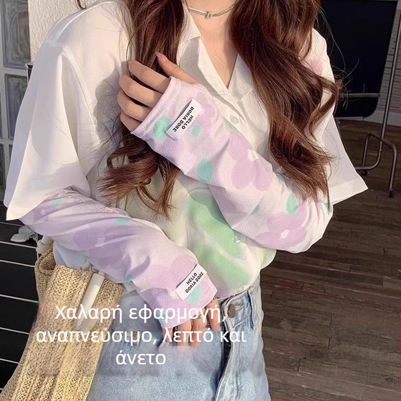 Γυναικείες UV προστασίας από ice silk μανσέτες για ποδηλασία και οδήγηση, μακριές, διαπνέουσες, καλοκαίρι, λεπτές