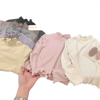 Παιδικό βαμβακερό T-shirt βάσης με μακριά μανίκια, στρογγυλός λαιμός, απομάκρυνση υγρασίας, μονόχρωμο