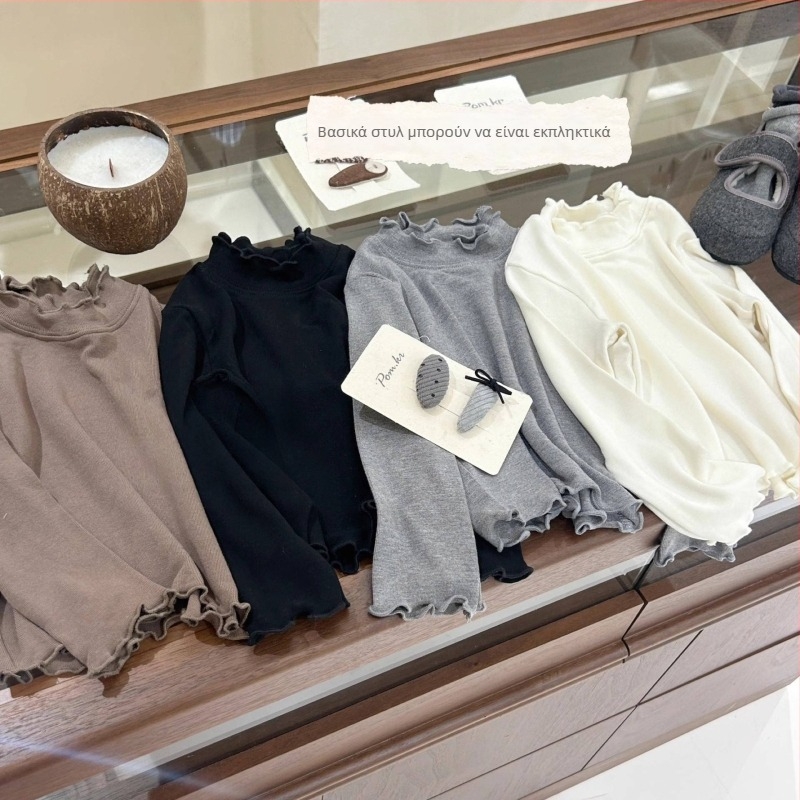 Παιδικό βαμβακερό T-shirt βάσης με μακριά μανίκια, στρογγυλός λαιμός, απομάκρυνση υγρασίας, μονόχρωμο