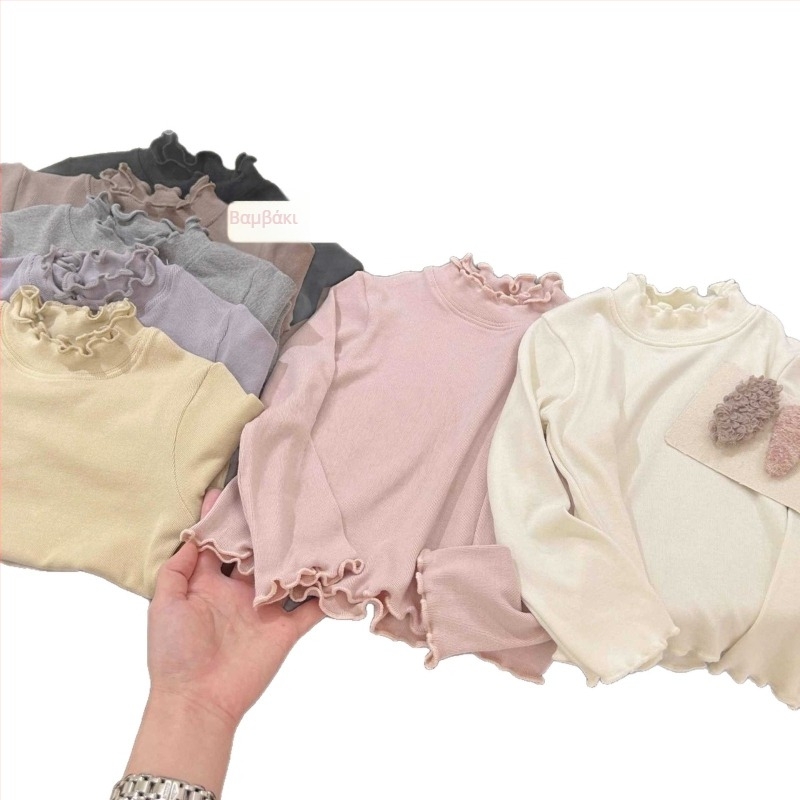 Παιδικό βαμβακερό T-shirt βάσης με μακριά μανίκια, στρογγυλός λαιμός, απομάκρυνση υγρασίας, μονόχρωμο