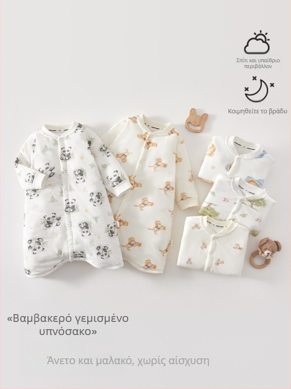 Υπνόσακος για βρέφη και νήπια με σταθερή θερμοκρασία, παχύ εξωτερικό ύφασμα από 100% βαμβάκι και επένδυση από βαμβά, γεμισμένο πολυεστέρα, σχέδιο καρτούν, κατάλληλο για χειμώνα-άνοιξη-φθινοπωρο, από νεογέννητα έως 3 ετών
