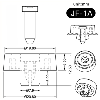 Latch-Type Foot Pad, Πλαστικό Πάτωμα Σασί, Μαλακά Καουτσούκ Πέλματα Μηχανής — Αντιολισθητικό, Απορρόφηση Κρούσης, Μονωμένο, Plug-In