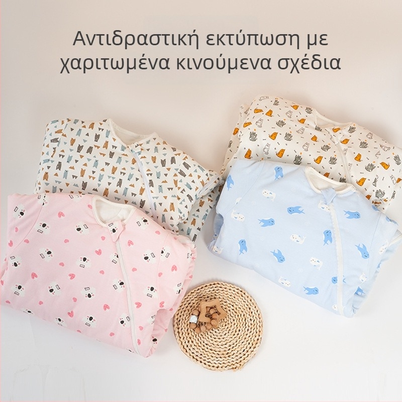 Υπνόσακος μωρού, κοκουνό στυλ, σχέδιο με κινούμενα σχέδια, 95% βαμβάκι ύφασμα και επένδυση, αποσπώμενα μανίκια, μεταλλικό φερμουάρ