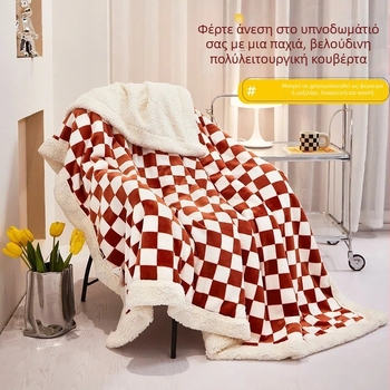 Κουβέρτα από μαλλί αρνιού και βελούδο γάλακτος, 800–1000 g, φθινοπωρινή–χειμερινή, μοντέρνος μινιμαλισμός