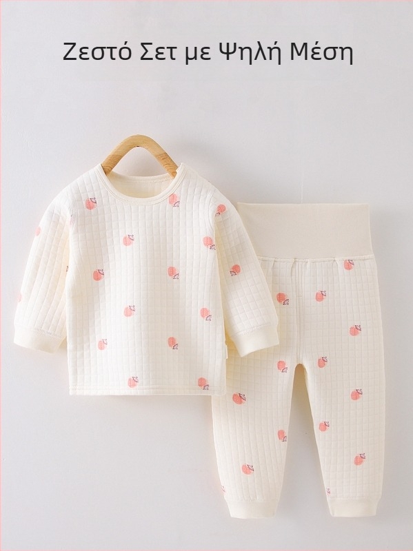 Παιδικό σετ εσωρούχων με τρεις στρώσεις, ζεστό ύφασμα, υψηλή μέση για προστασία της κοιλιάς, 100% βαμβάκι, unisex, για φθινόπωρο και χειμώνα.