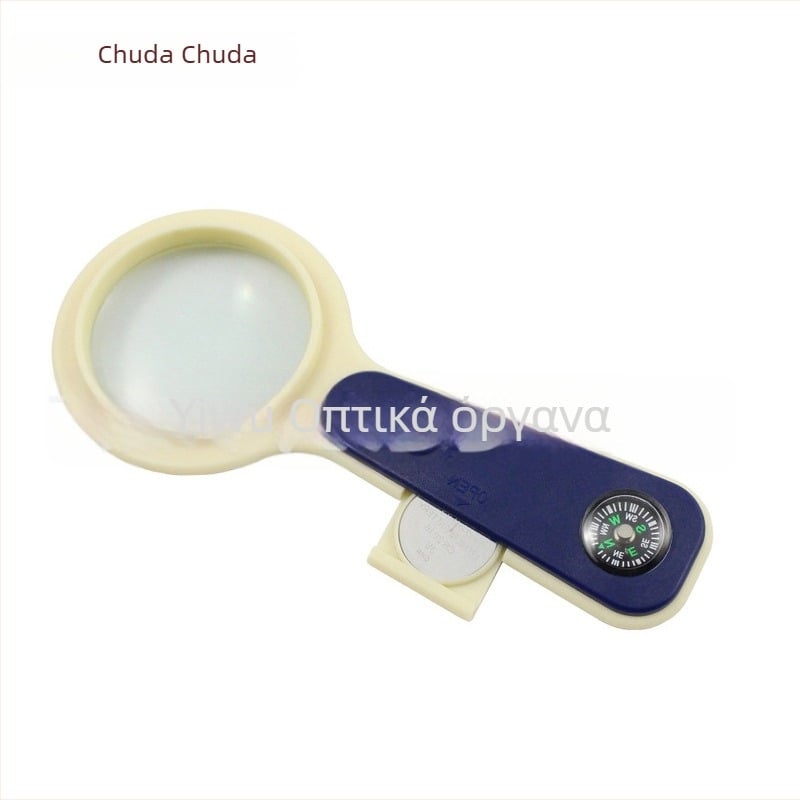 Chuda φορητός μεγεθυντικός φακός με LED φως και πυξίδα, φακός ανάγνωσης για διδασκαλία φυσικής