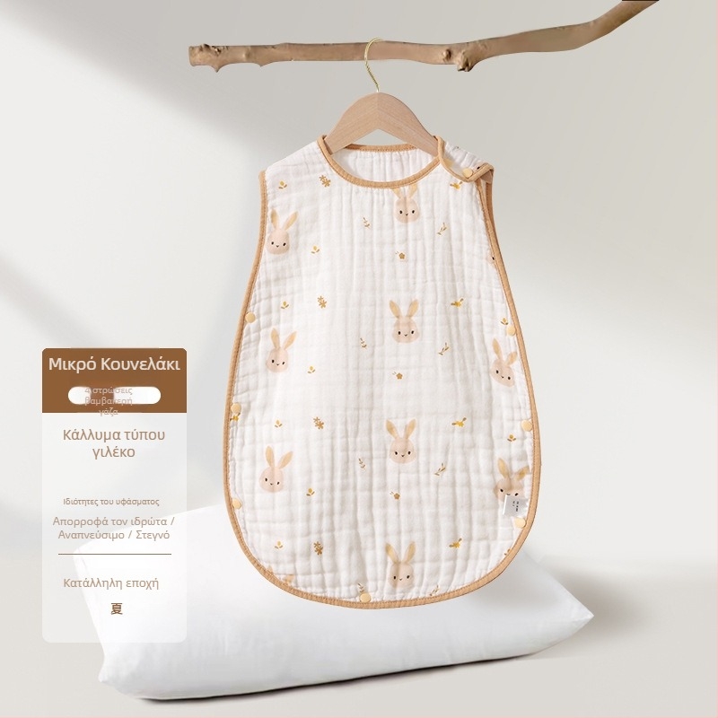 Soft Yun Υπνοσακος Μωρού Χωρίς Μανίκια από Γάζα Βαμβακερός Καλοκαίρι Ελαφρύ, anti-kick