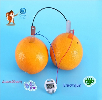 Σετ επιστημονικής εκπαίδευσης: ρολόι με μπαταρία φρούτων — μεταλλικός, ηλεκτρικός, πολυλειτουργικός, για παιδιά 4–6 ετών