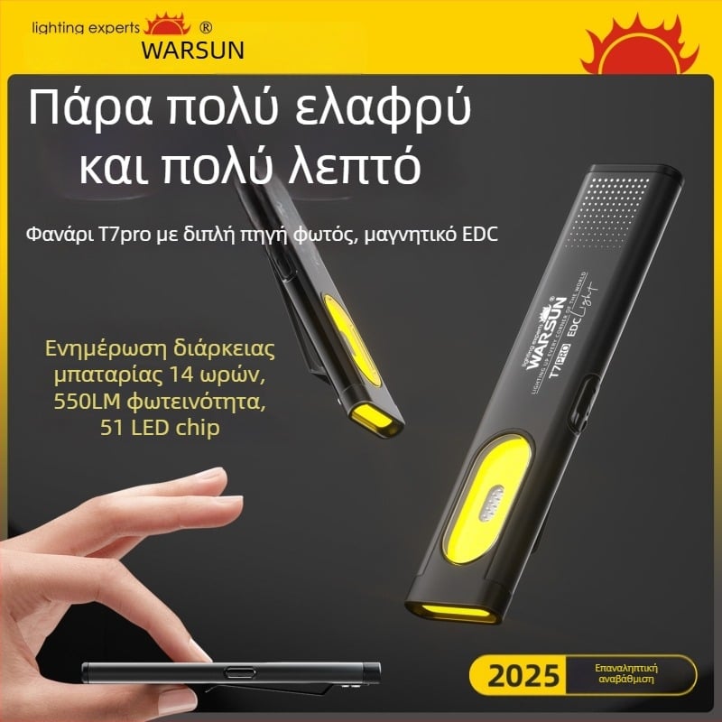 Wolson T7Pro φακός χειρός εξωτερικού χώρου, 10W, δέσμη 360°, εμβέλεια 100 m, σώμα από κράμα αλουμινίου