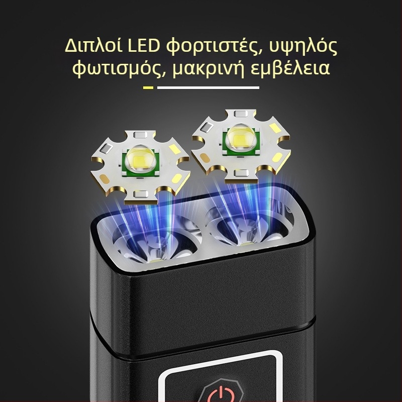 Φωτιστικό LED για κάμπινγκ και εργασία με φόρτιση Type-C, χειροκίνητη τροφοδοσία, 20W, ενσωματωμένη μπαταρία πολυμερούς, εμβέλεια άνω των 500 μ