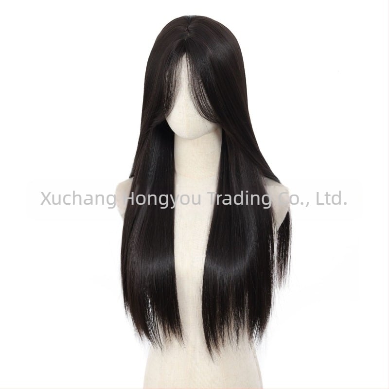 Περούκα - Φυσικό στυλ, μακριά ίσια μαλλιά, περούκα πλήρους κάλυψης, μακριές φράντζες, θερμοανθεκτικό ινώδες