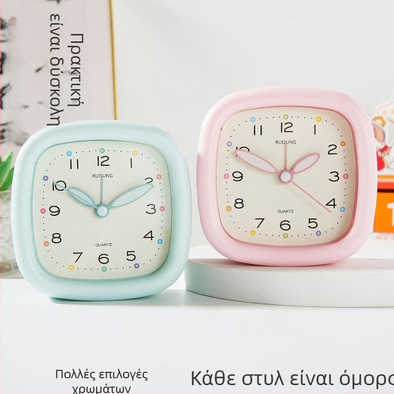 Qingyi ξυπνητήρι για μαθητές — LCD οθόνη με αναλογική και ψηφιακή ανάγνωση, τροφοδοτείται με μπαταρία, κίνηση με ομαλό βηματισμό δευτερολέπτων, 32 mm πάχος, πλαστικό περίβλημα