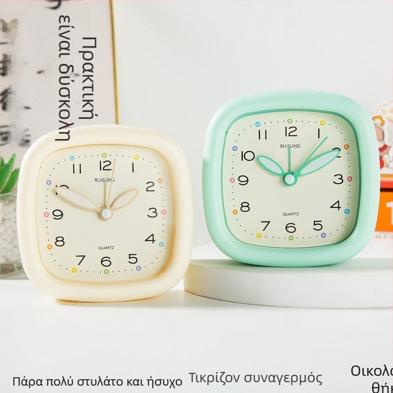 Qingyi ξυπνητήρι για μαθητές — LCD οθόνη με αναλογική και ψηφιακή ανάγνωση, τροφοδοτείται με μπαταρία, κίνηση με ομαλό βηματισμό δευτερολέπτων, 32 mm πάχος, πλαστικό περίβλημα